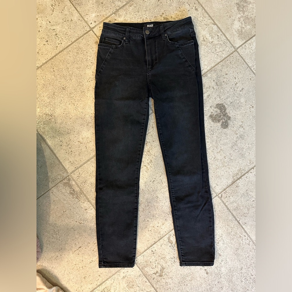 Paige Hoxton Ankle Geo Pockets Black Jeans